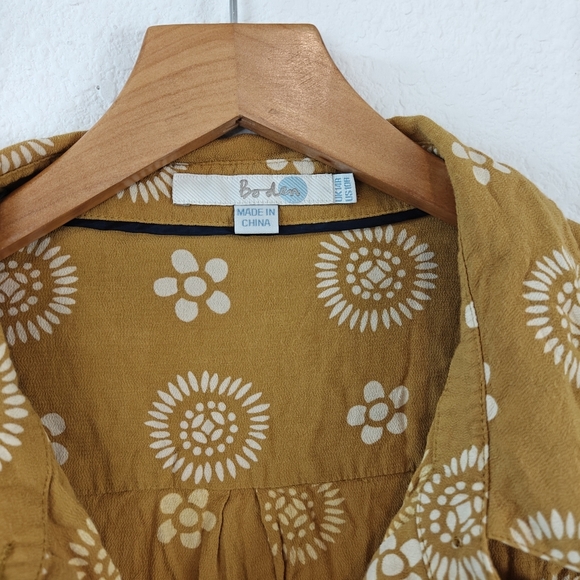 Boden Womens US 10 Yellow White Floral Pleated Button Front Knee Length Dress - Picture 7 of 12